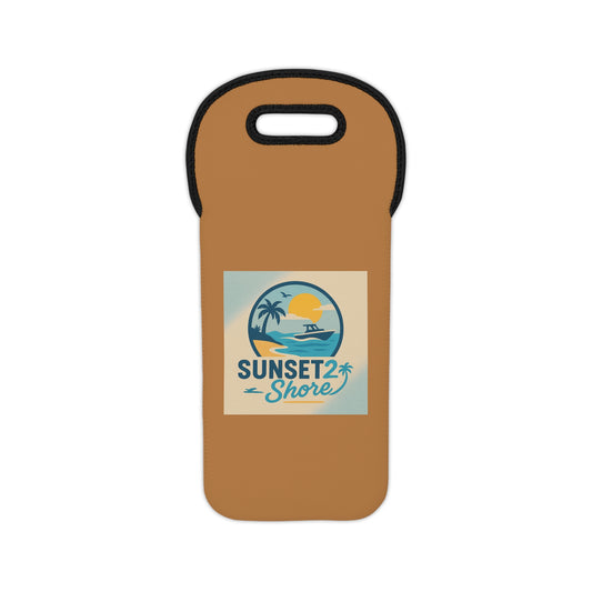 Sunset Shore Wine Tote Bag - Stylish Wine Carrier for Beach Days, Gifts for Wine Lovers, Summer Celebrations, Eco-Friendly, Picnic Accessory