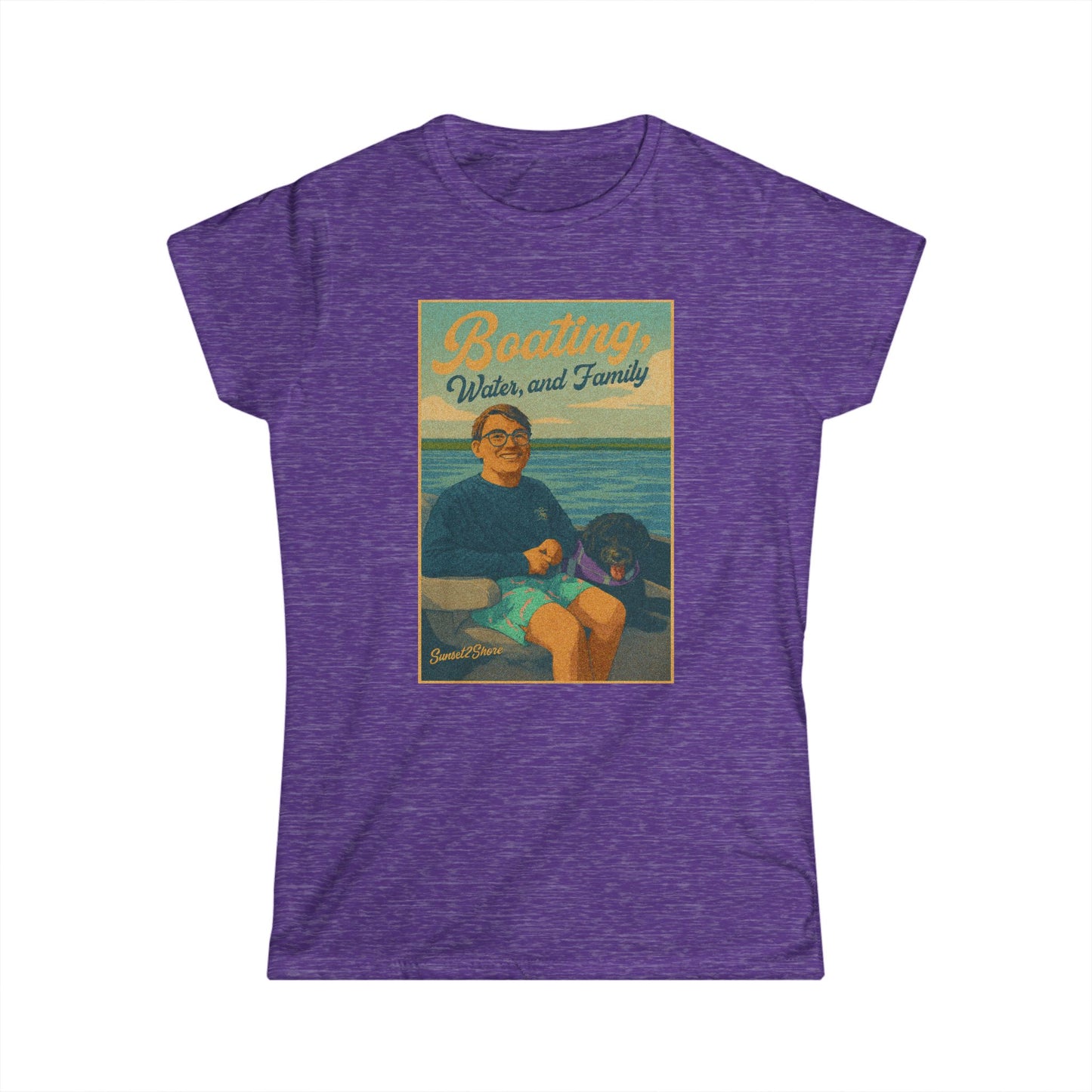 Sunset2Shore - Boating Family Dog Tee - Perfect for Summer Outings, Personalized Gift for Water Lovers, Family Gatherings, Vacation Wear, Nautical Style