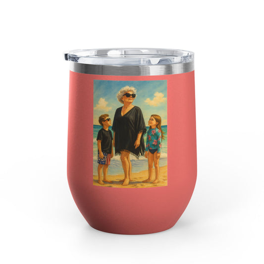 Beach Vibe Wine Tumbler, Coastal Tumblers for Summer, Perfect Wedding Gift, Relaxation and Enjoyment, Beach Lover Gift, Travel Wine Cup