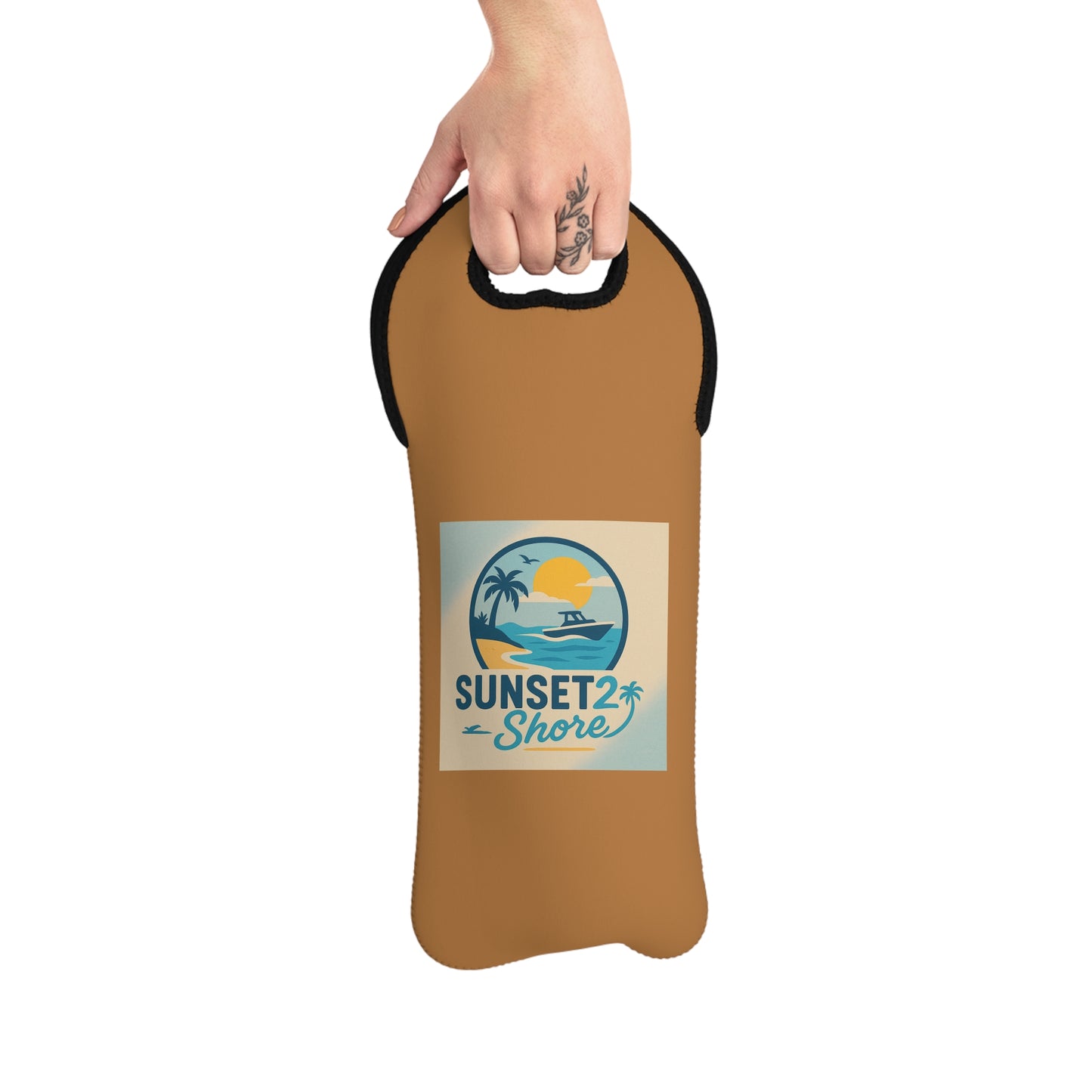 Sunset Shore Wine Tote Bag - Stylish Wine Carrier for Beach Days, Gifts for Wine Lovers, Summer Celebrations, Eco-Friendly, Picnic Accessory