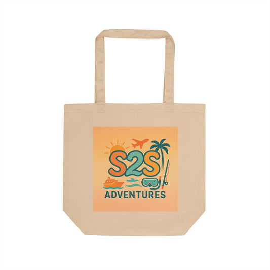 Colorful Adventure Eco Tote Bag | Travel, Beach Trips, Gifts for Travelers, Plant-Based Fun, Eco-Friendly Shopping Bag